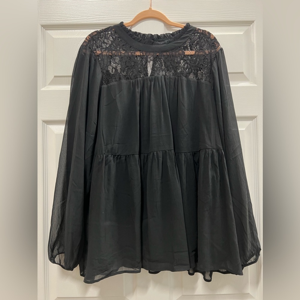 Like new, Torrid size 4 black sheer blouse